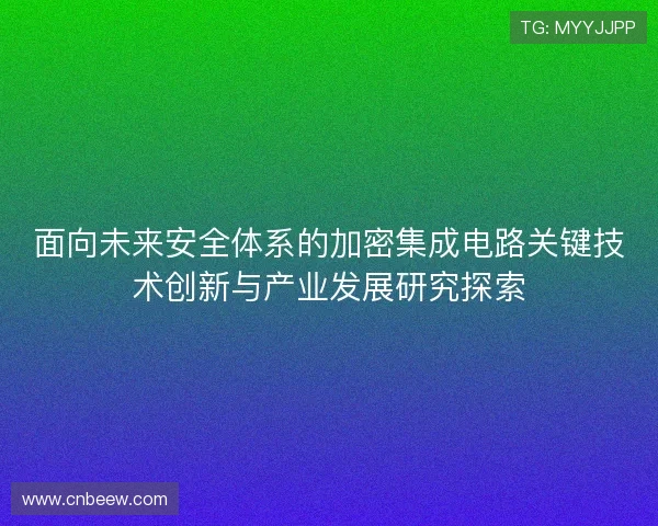 面向未来安全体系的加密集成电路关键技术创新与产业发展研究探索